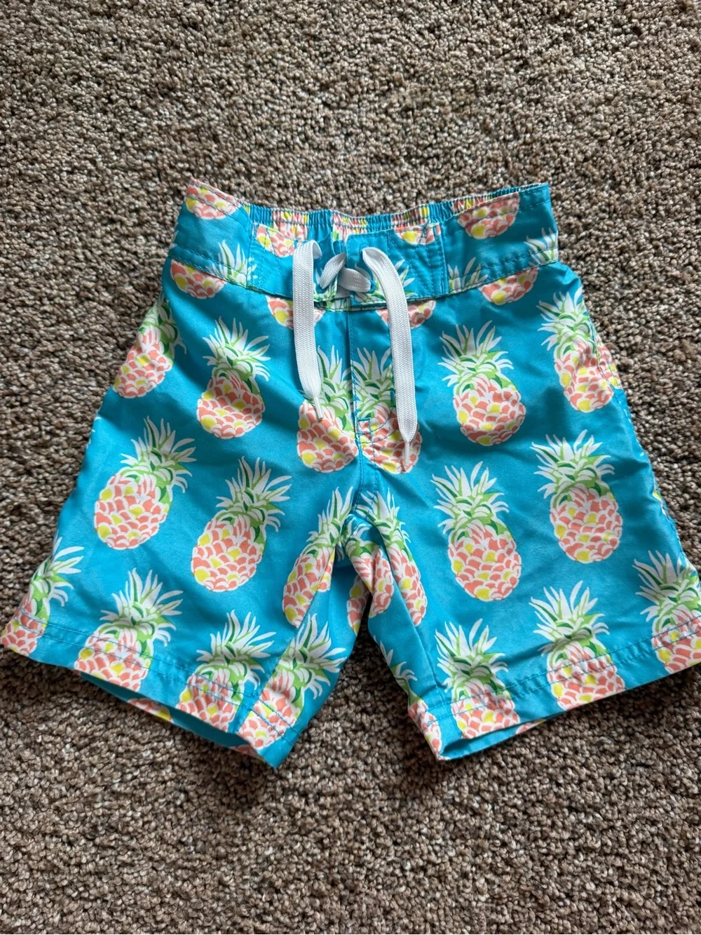 JANIE & JACK Bright Blue Pineapple Print Swim Trunk